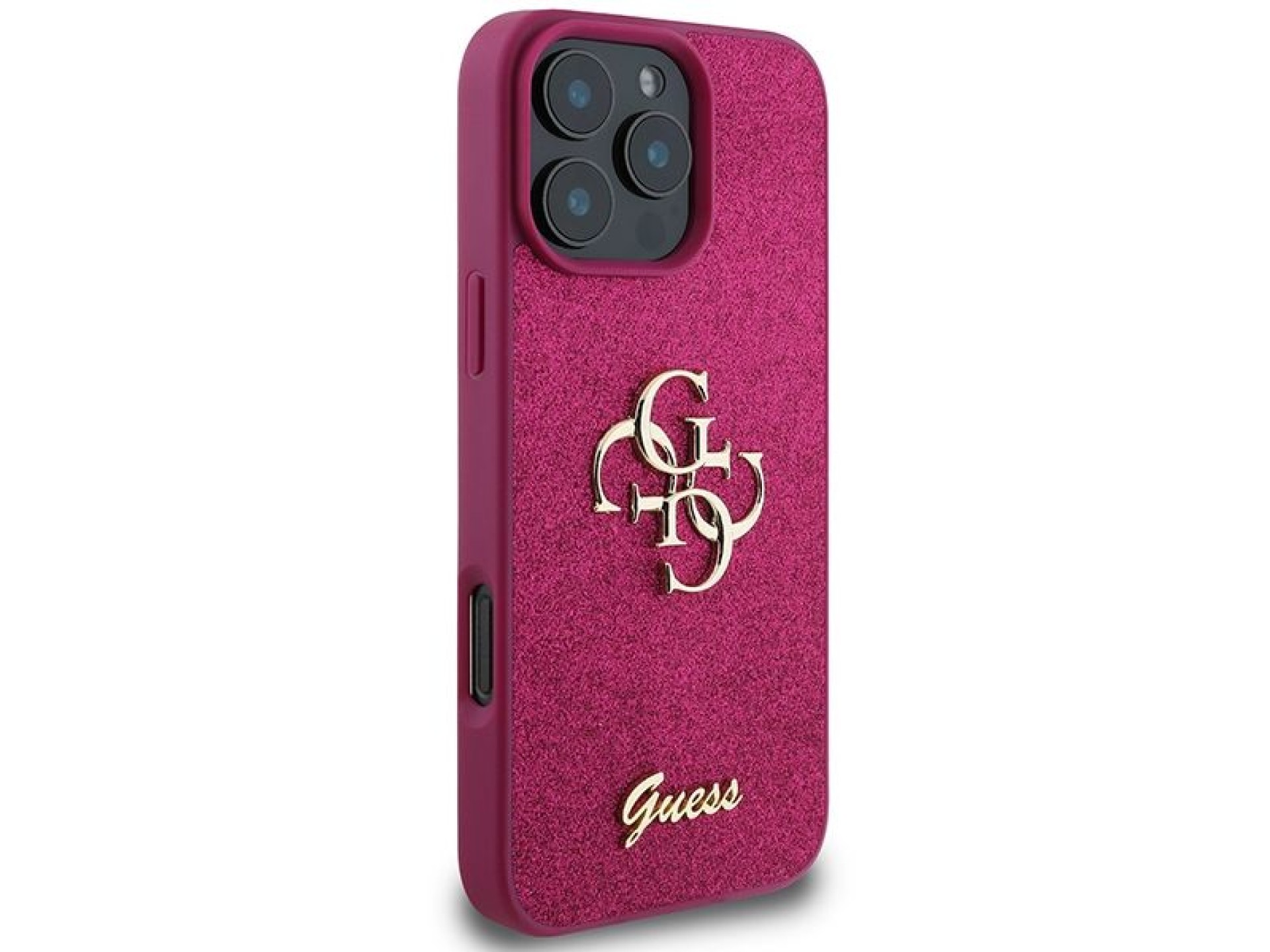 Capa Guess Glitter Script Big 4G para iPhone 16 Pro - Roxa