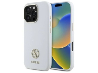 Guess Silicone Logo Strass 4G Case for iPhone 16 Pro - White Guess Silicone Logo Strass 4G Case for iPhone 16 Pro - White