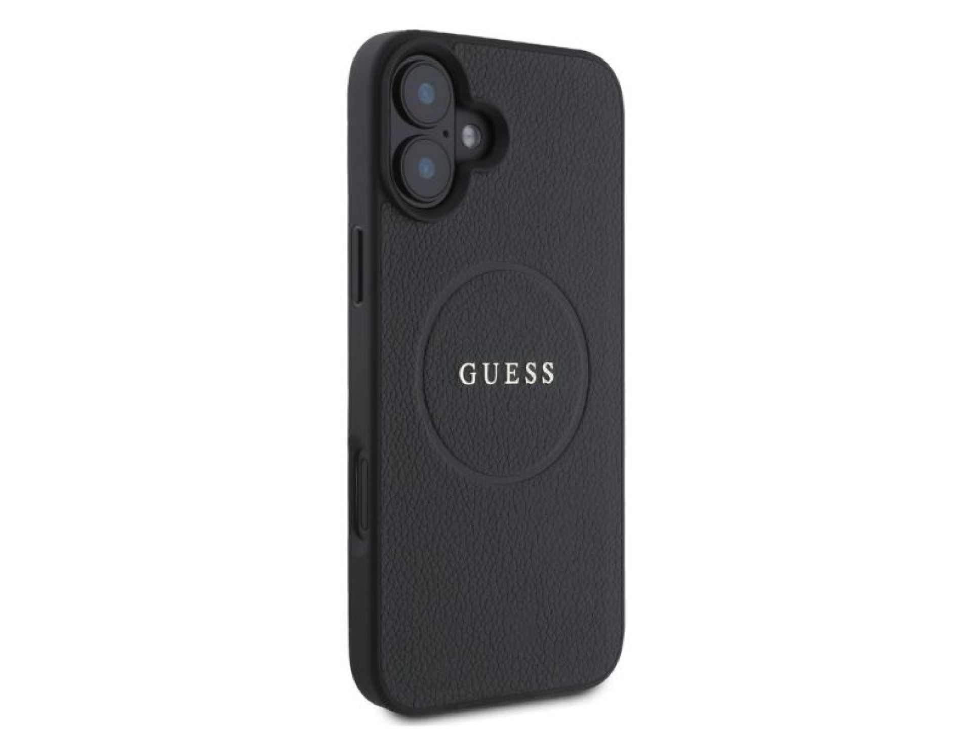 Capa Guess Granulada Dourada com Anel MagSafe para iPhone 16 - preta