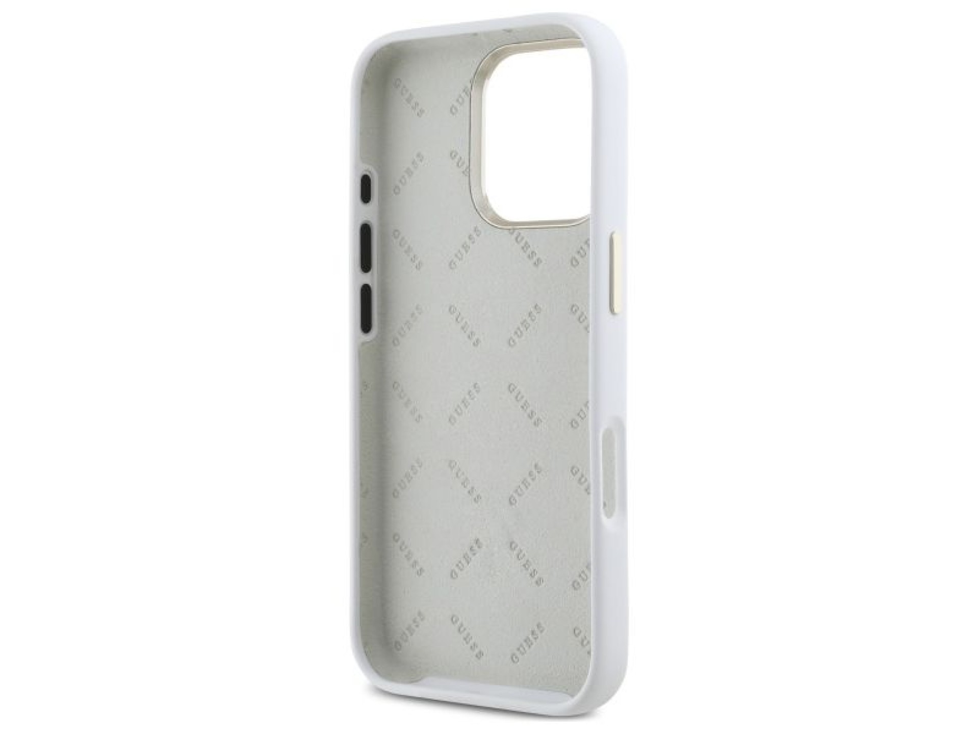 Capa Guess de silicone com logo Strass 4G para iPhone 16 Pro - Branca