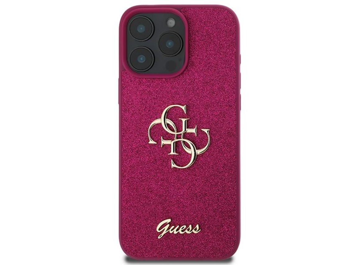 Capa Guess Glitter Script Big 4G para iPhone 16 Pro - Roxa