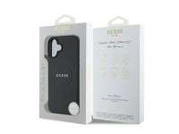 Capa Guess Granulada Dourada com Anel MagSafe para iPhone 16 - preta Capa Guess Granulada Dourada com Anel MagSafe para iPhone 16 - preta