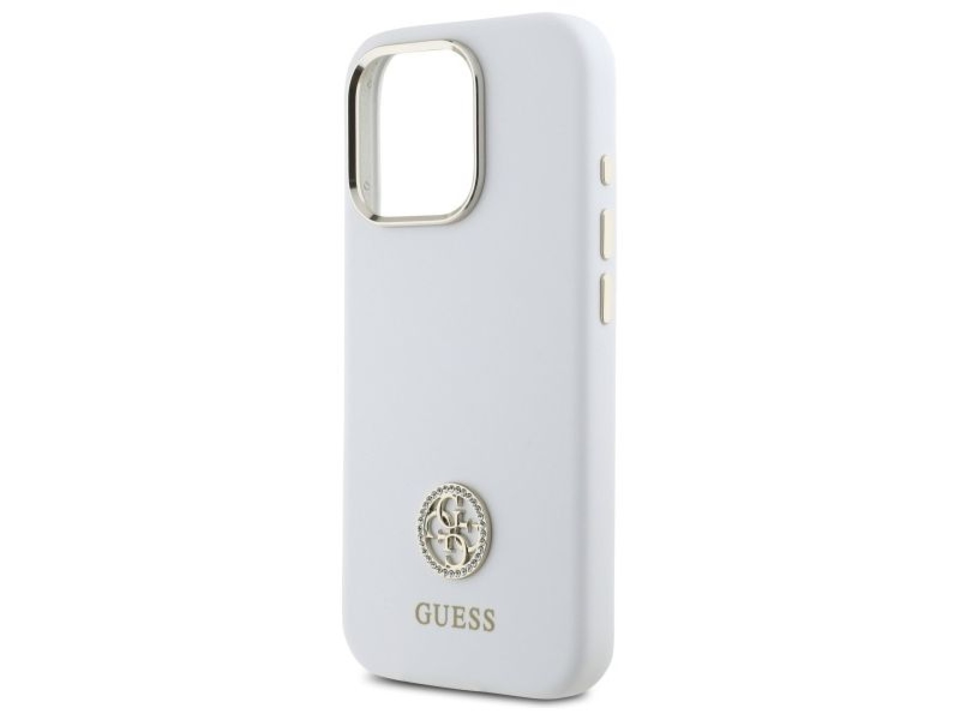 Capa Guess de silicone com logo Strass 4G para iPhone 16 Pro - Branca