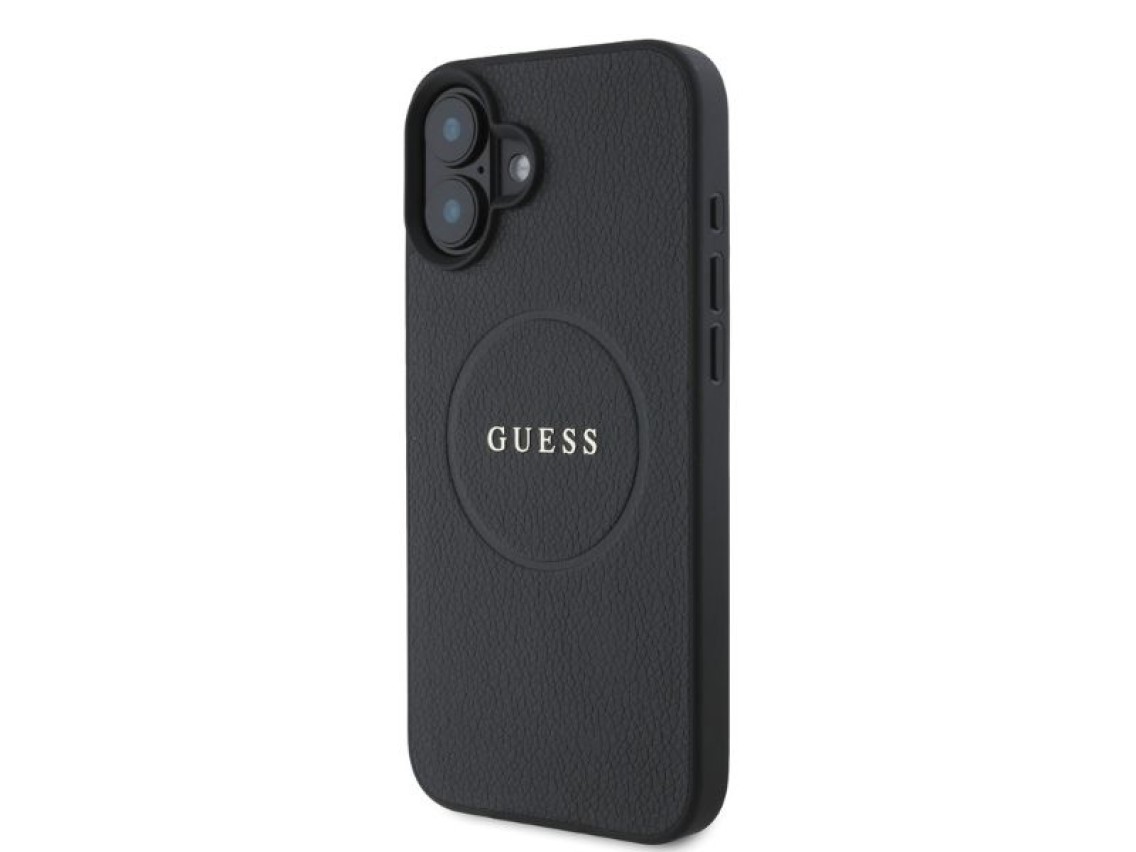 Capa Guess Granulada Dourada com Anel MagSafe para iPhone 16 - preta