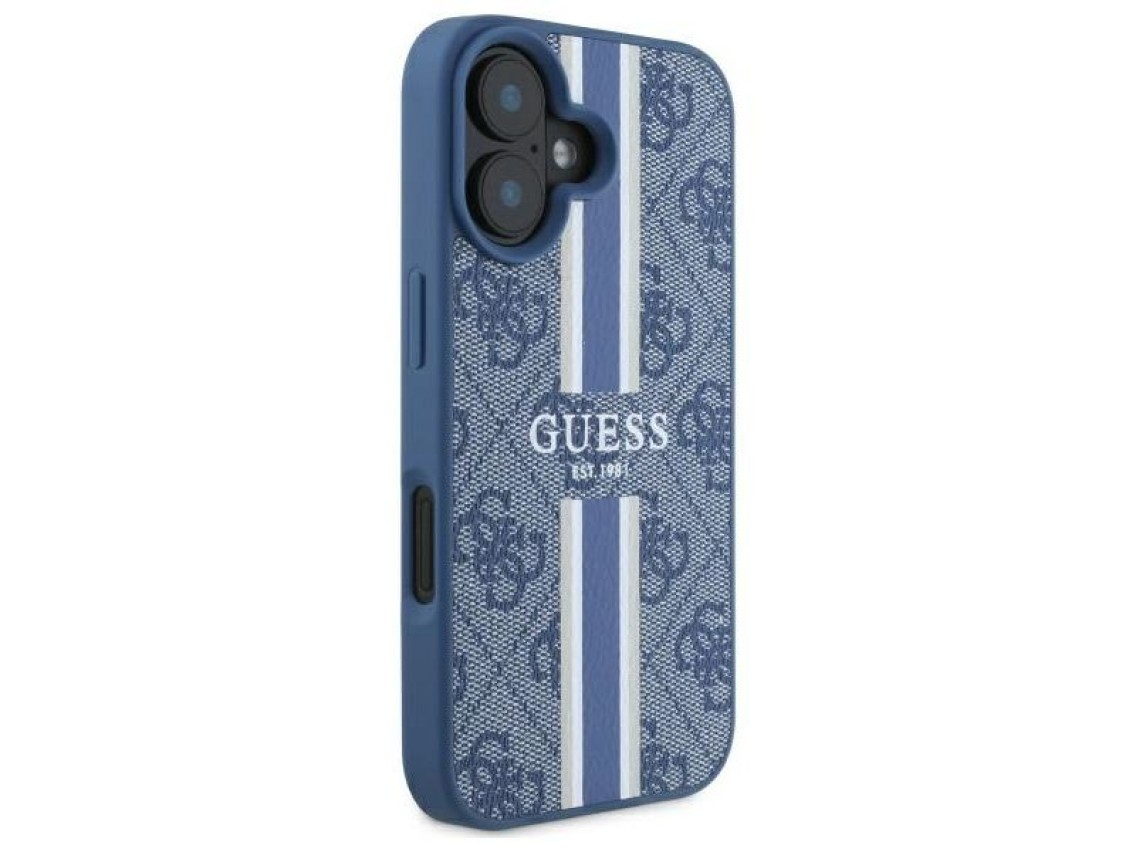 Guess 4G Printed Stripes MagSafe case for iPhone 16 - blue