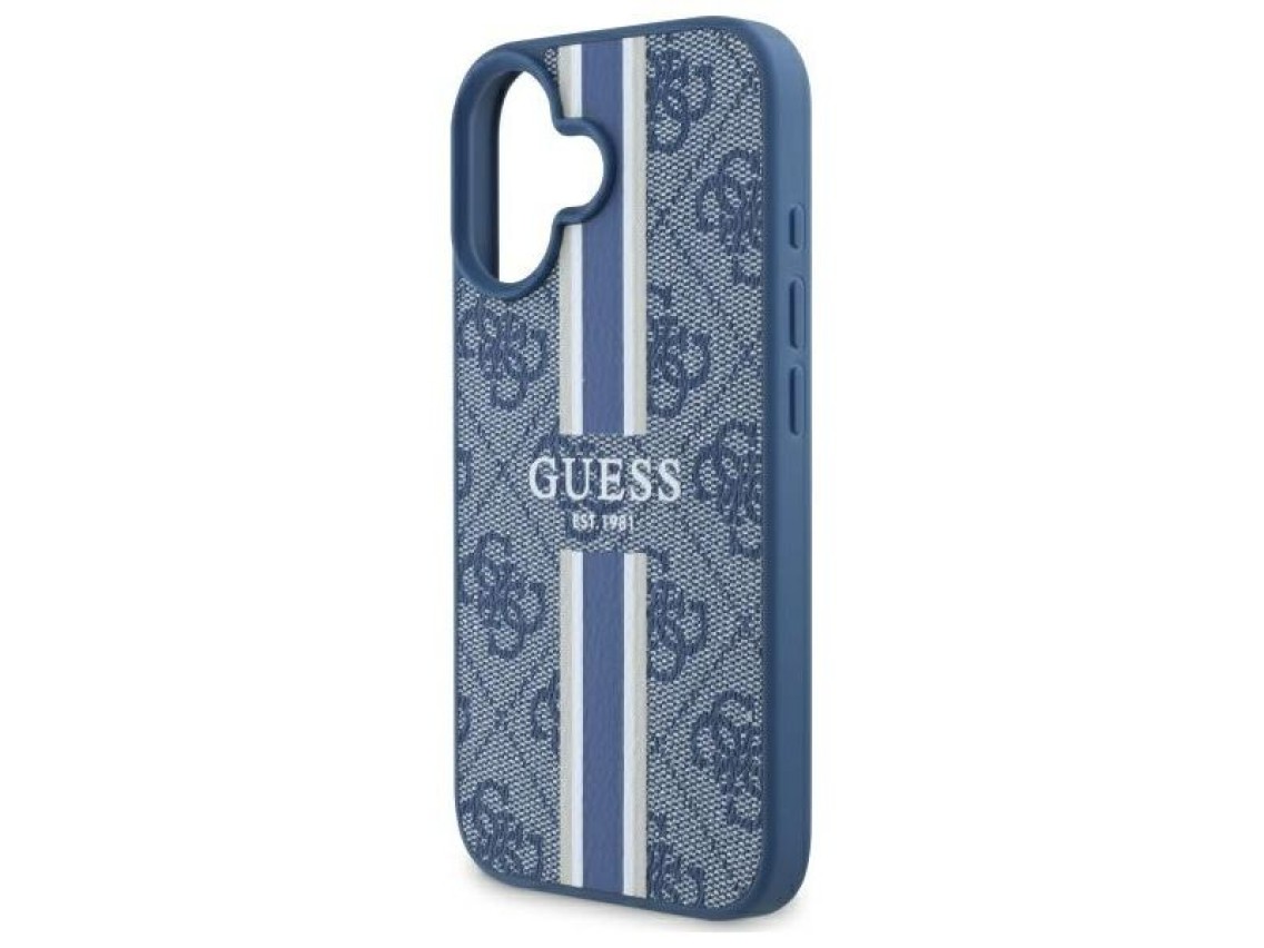 Guess 4G Printed Stripes MagSafe case for iPhone 16 - blue