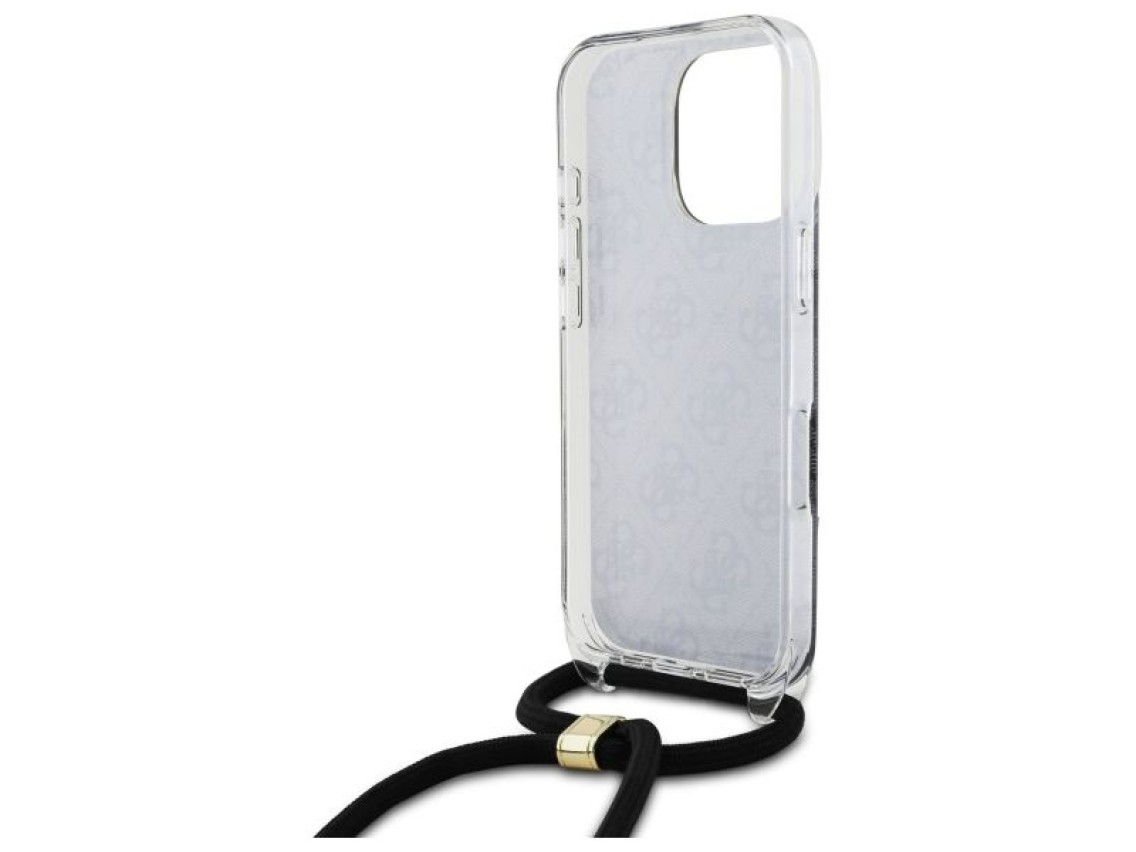 Guess Crossbody Cord 4G Print Case with Lanyard for iPhone 16 Pro - Black