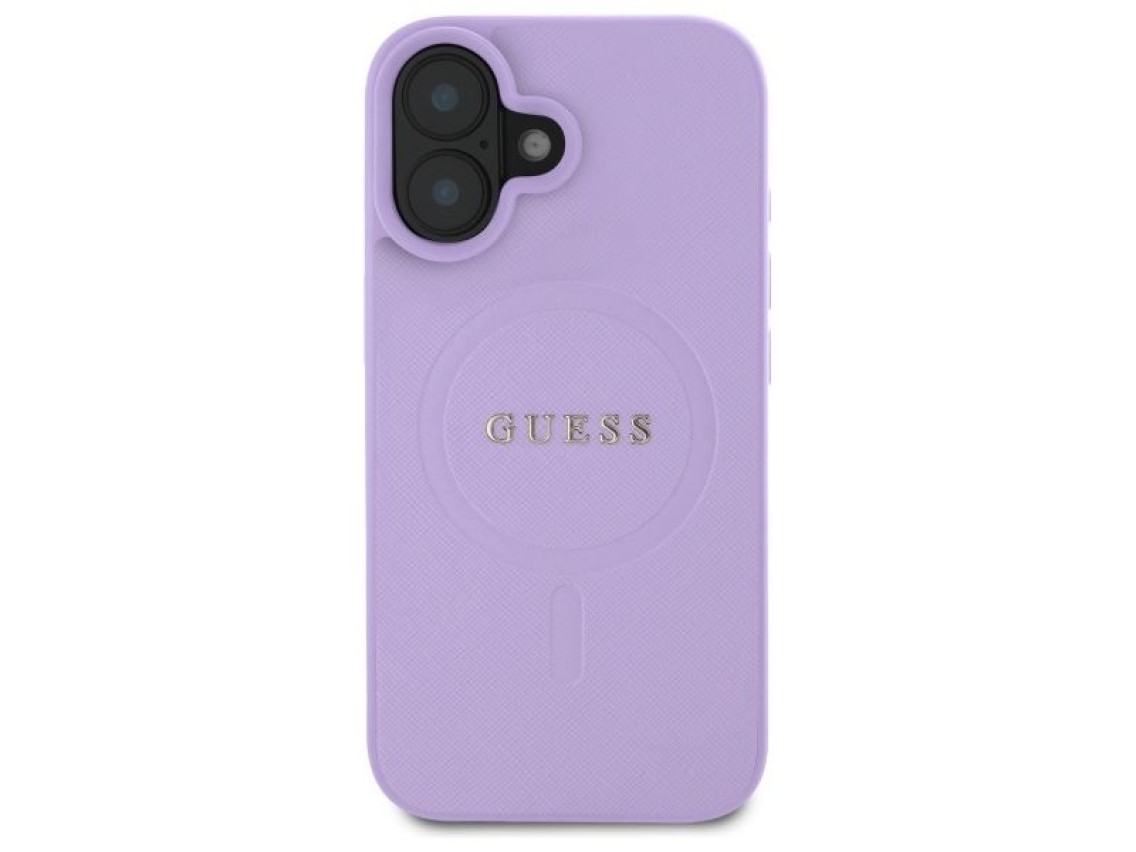 Funda Guess Saffiano MagSafe para iPhone 16 - Morada