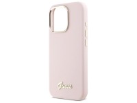 Guess Silicone Script Metal Logo & Frame iPhone 16 Pro Max Case - Pink Guess Silicone Script Metal Logo & Frame iPhone 16 Pro Max Case - Pink