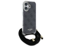 Guess Crossbody Cord 4G Print Case with Lanyard for iPhone 16 Pro - Black