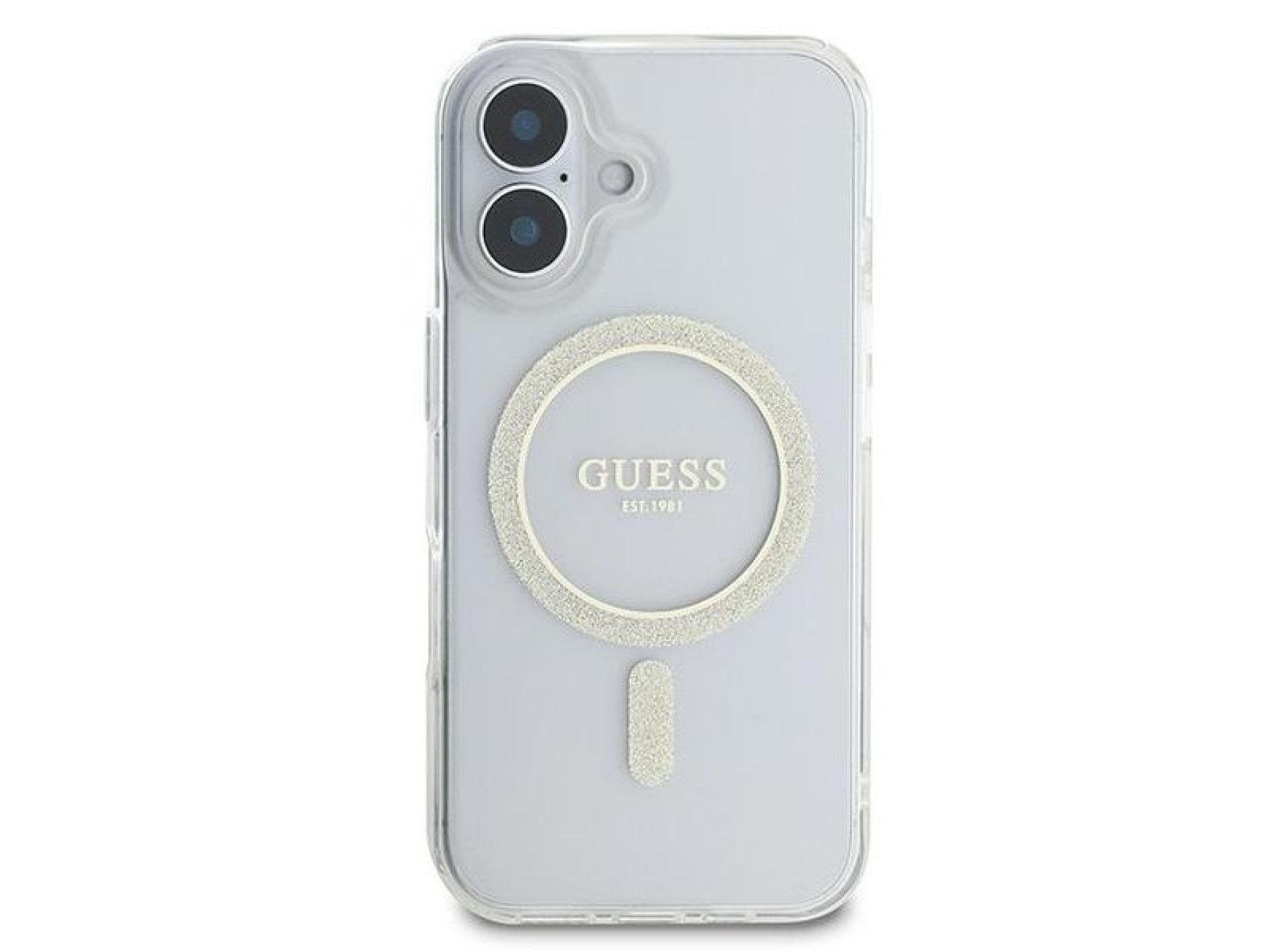 Guess IML Glitter Circle MagSafe iPhone 16 Case - Clear