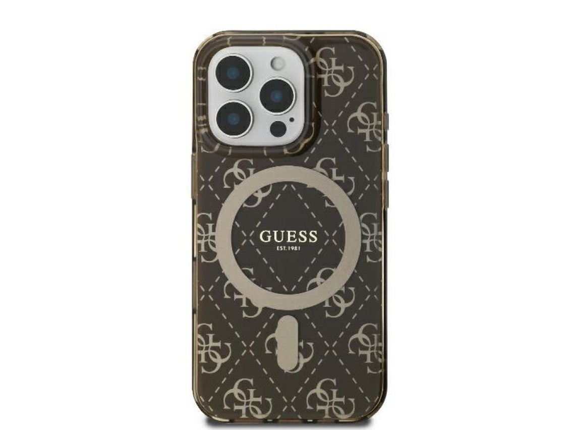 Capa Guess IML 4G com fundo MagSafe para iPhone 16 Pro Max - Marrom