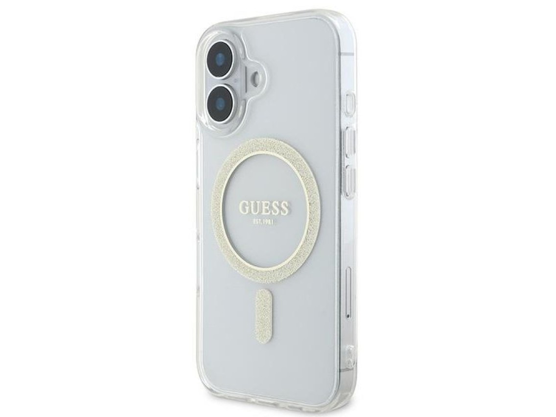 Guess IML Glitter Circle MagSafe iPhone 16 Case - Clear