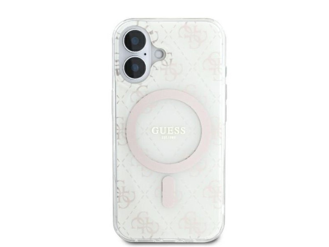Guess IML 4G Background MagSafe Case for iPhone 16 Plus - White