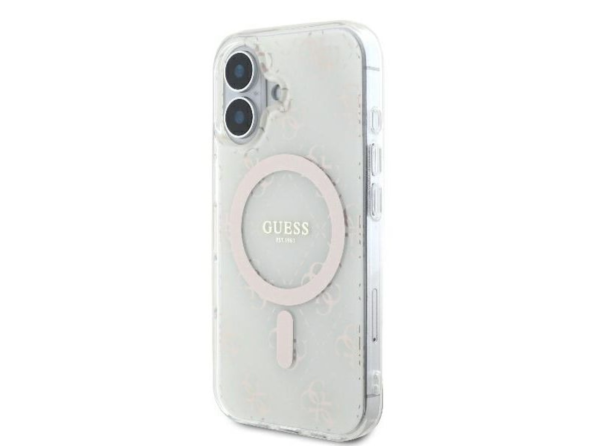 Guess IML 4G Background MagSafe Case for iPhone 16 Plus - White