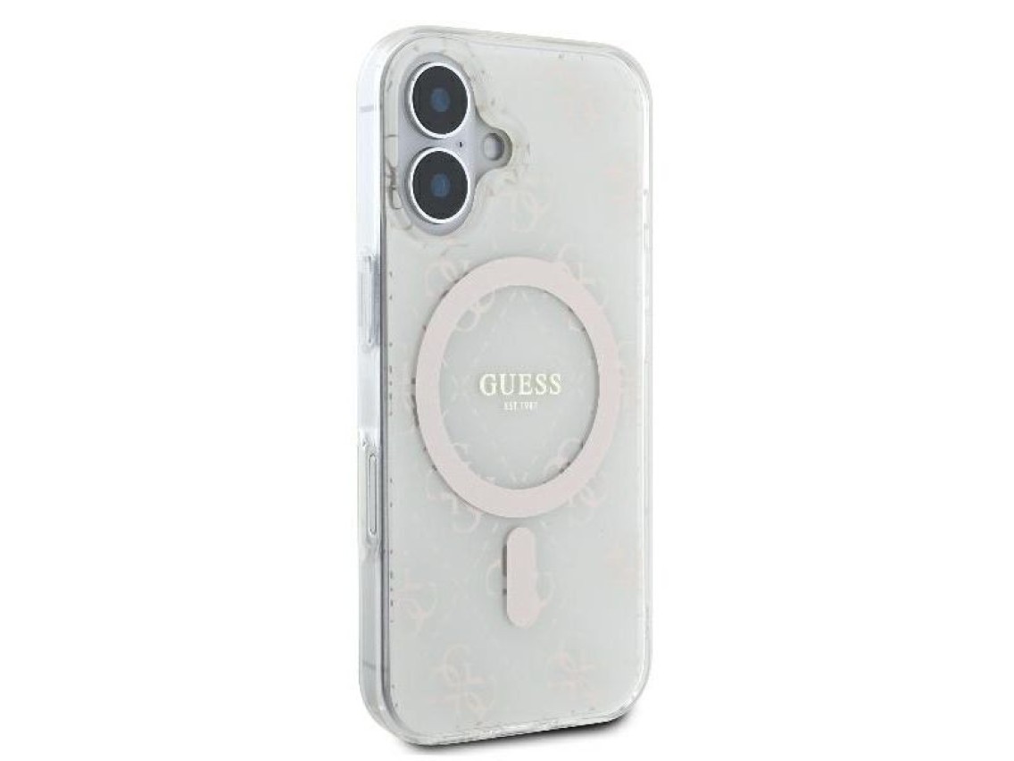 Guess IML 4G Background MagSafe Case for iPhone 16 Plus - White