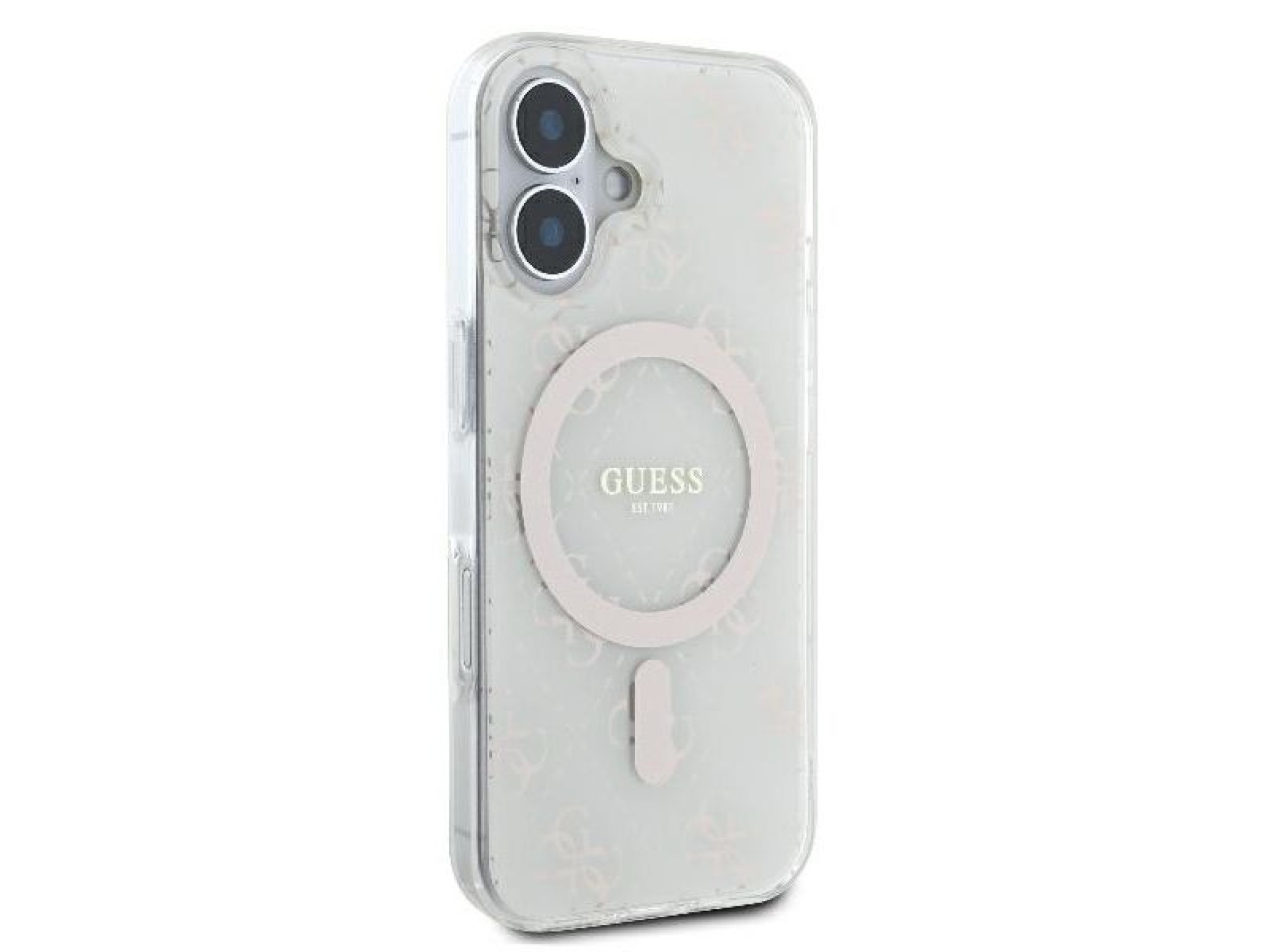 Guess IML 4G Background MagSafe Case for iPhone 16 Plus - White