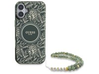 Guess IML Flowers Allover Electro With Pearl Strap MagSafe case for iPhone 16 - green Guess IML Flowers Allover Electro With Pearl Strap MagSafe case for iPhone 16 - green