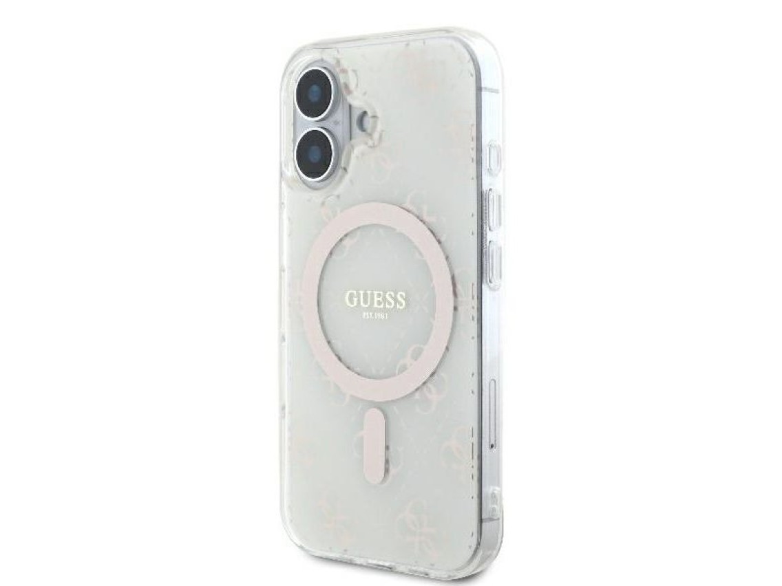 Guess IML 4G Background MagSafe Case for iPhone 16 Plus - White