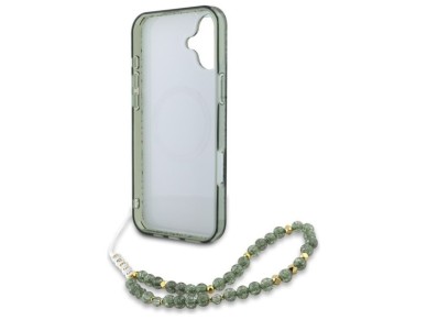 Guess IML Flowers Allover Electro With Pearl Strap MagSafe case for iPhone 16 - green Guess IML Flowers Allover Electro With Pearl Strap MagSafe case for iPhone 16 - green