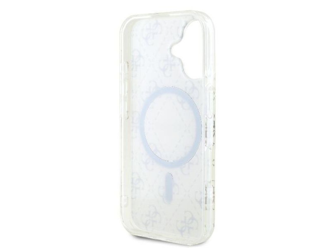 Guess IML 4G Background MagSafe Case for iPhone 16 Plus - White
