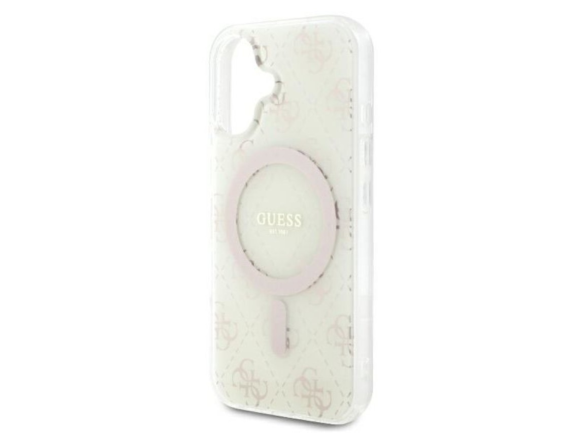 Guess IML 4G Background MagSafe Case for iPhone 16 Plus - White