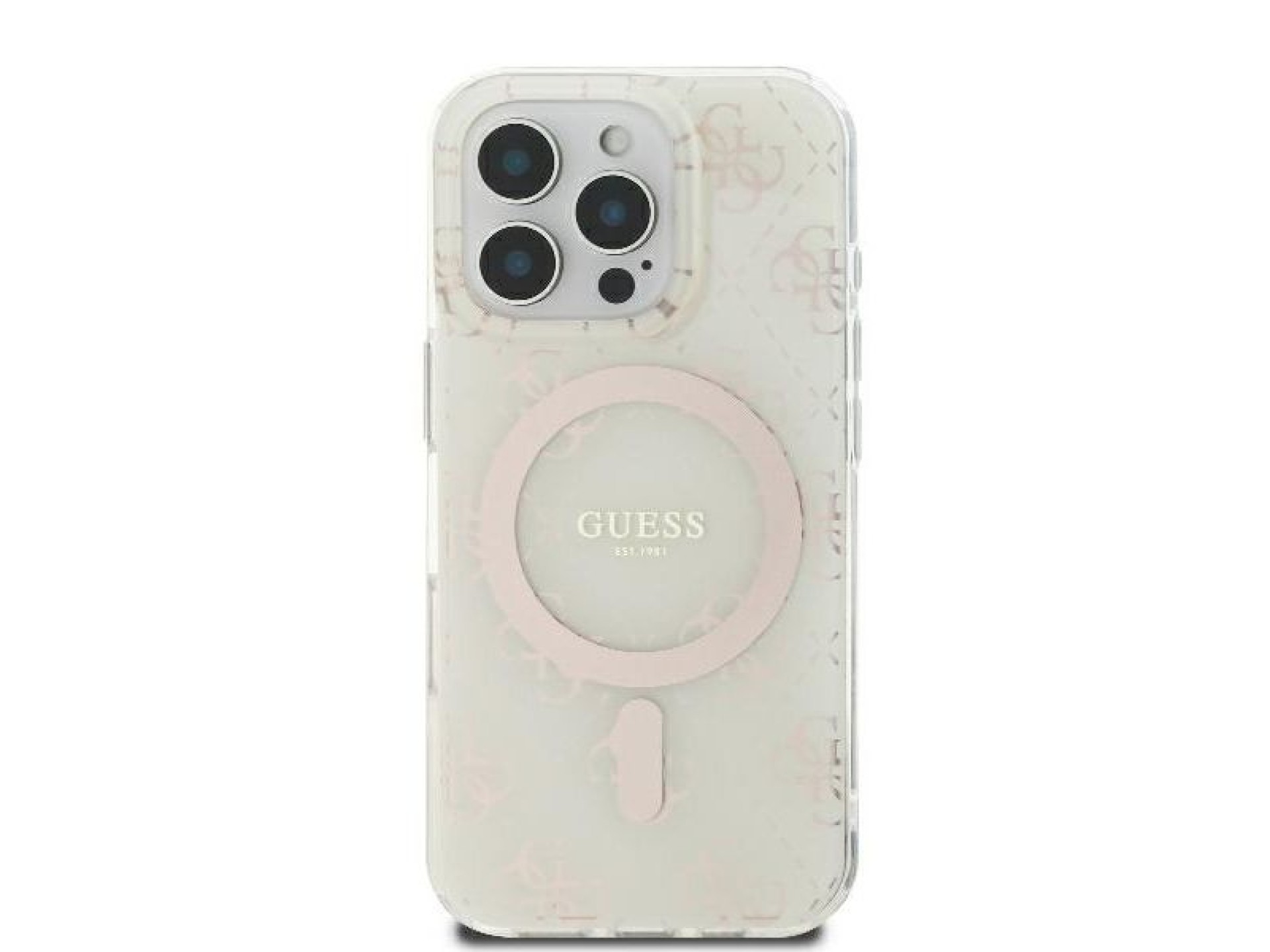 Guess IML 4G Background MagSafe iPhone 16 Pro Case - White