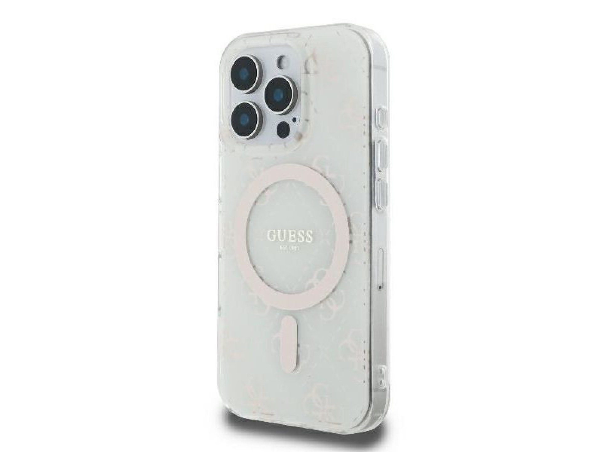 Guess IML 4G Background MagSafe iPhone 16 Pro Case - White