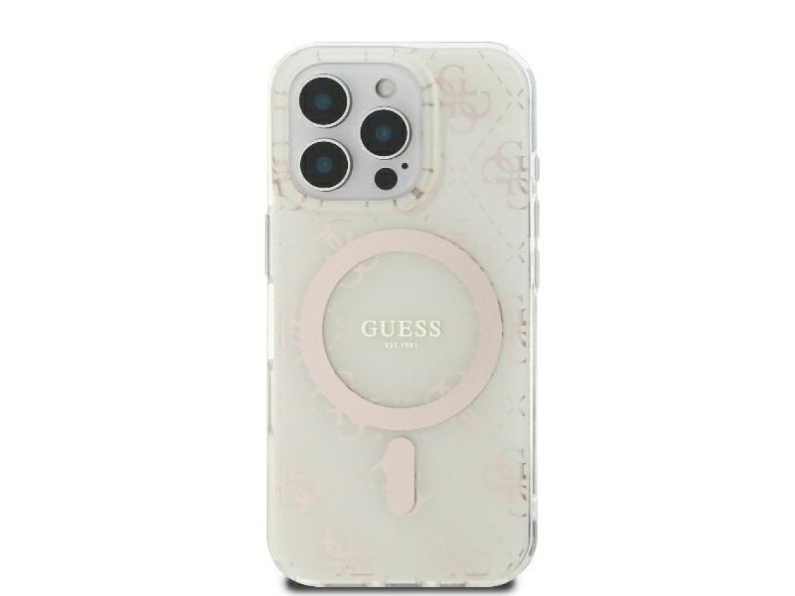 Guess IML 4G Background MagSafe iPhone 16 Pro Case - White