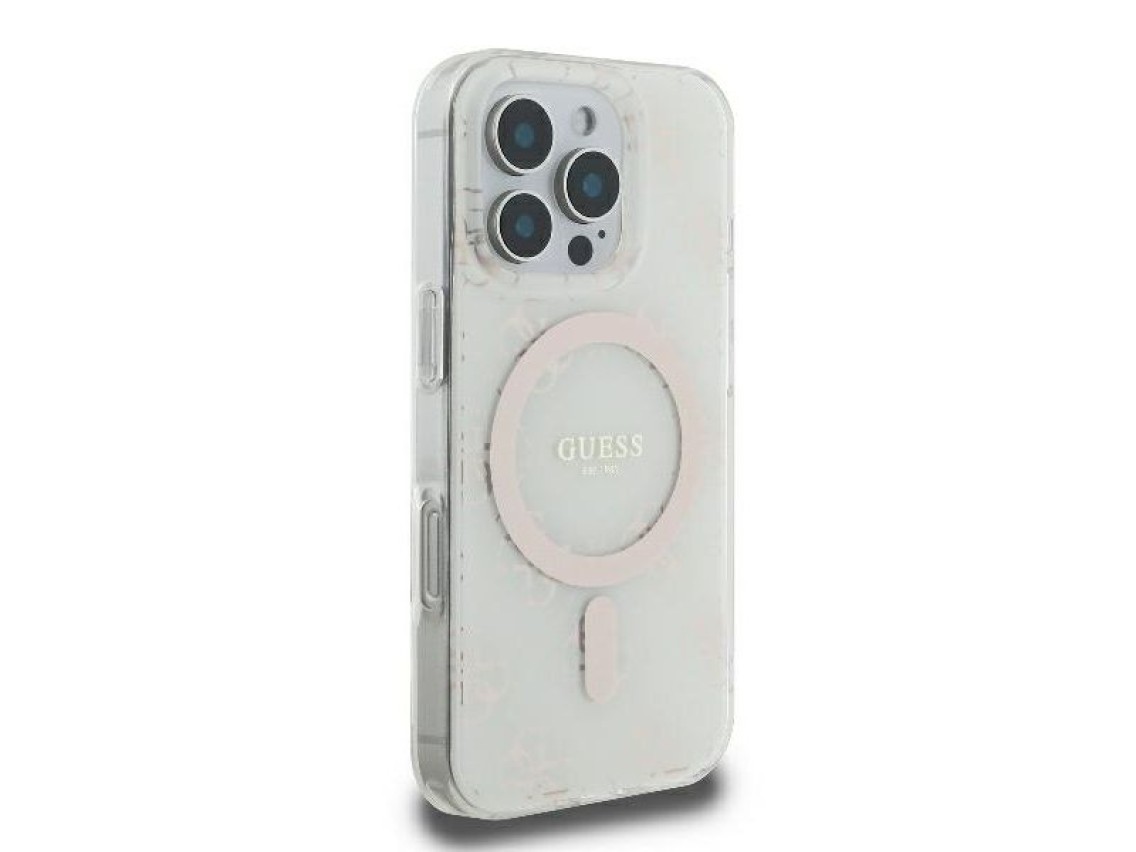 Guess IML 4G Background MagSafe iPhone 16 Pro Case - White