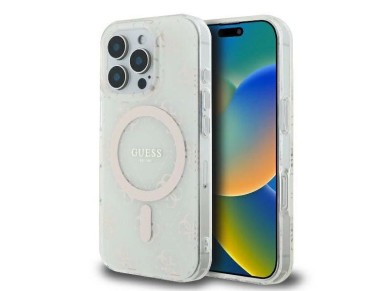 Guess IML 4G Background MagSafe iPhone 16 Pro Case - White Guess IML 4G Background MagSafe iPhone 16 Pro Case - White