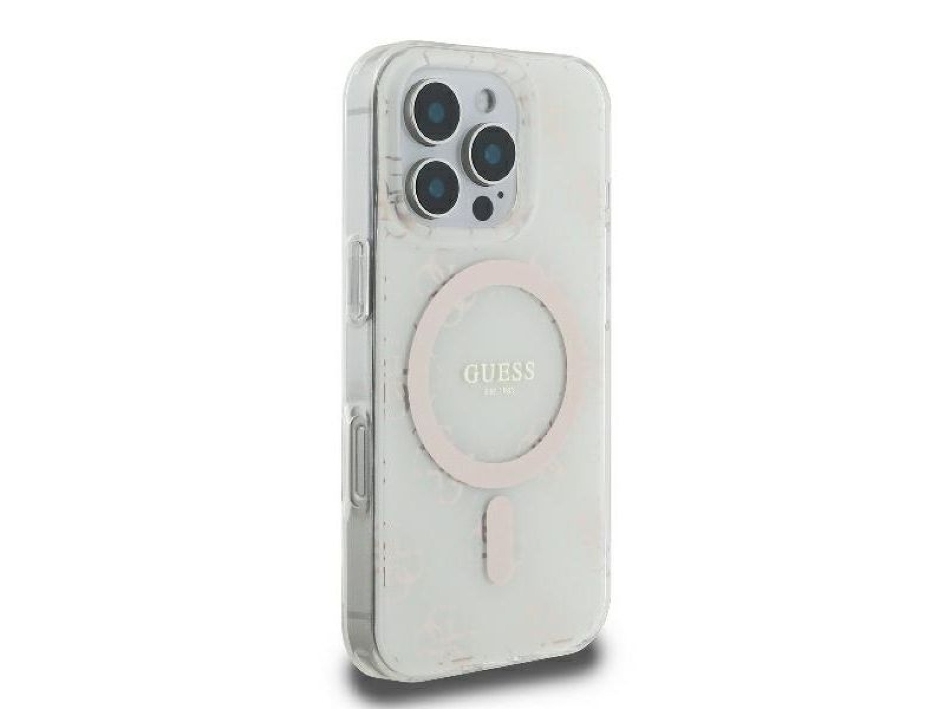 Guess IML 4G Background MagSafe iPhone 16 Pro Case - White