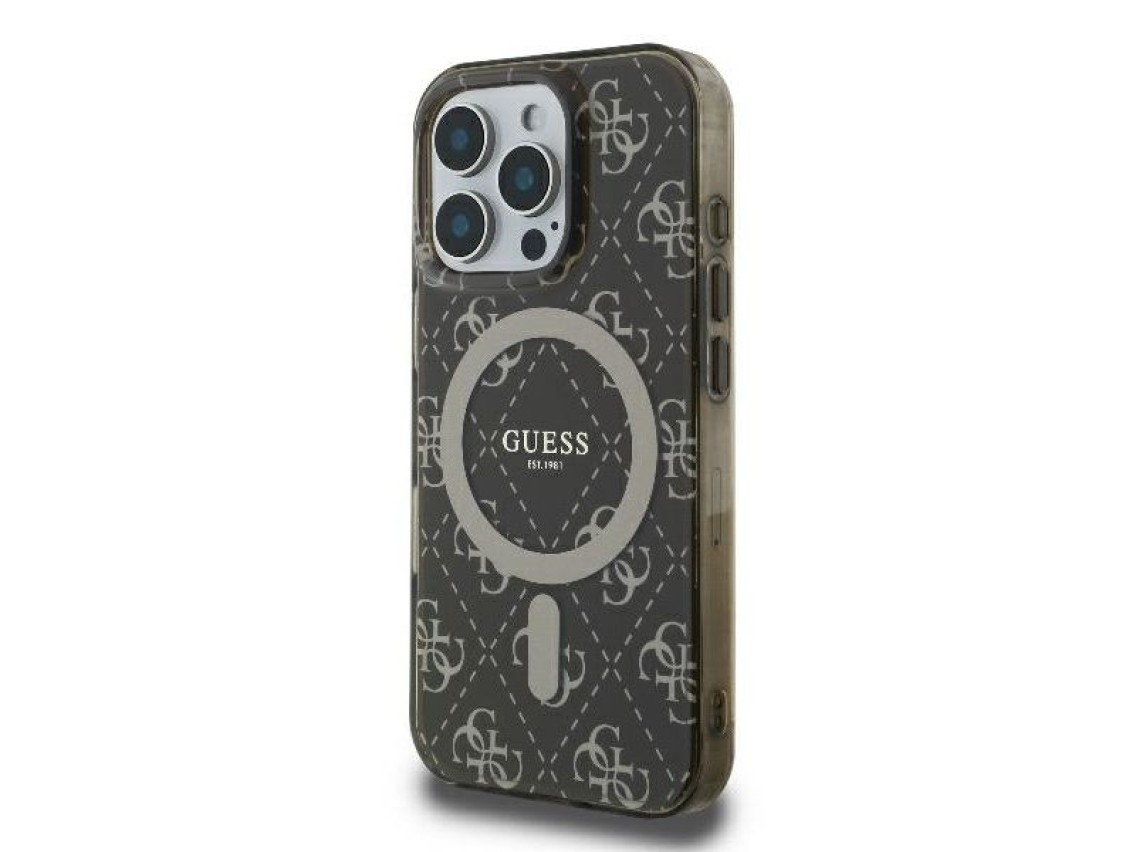 Guess IML 4G Background MagSafe iPhone 16 Pro Case - Brown
