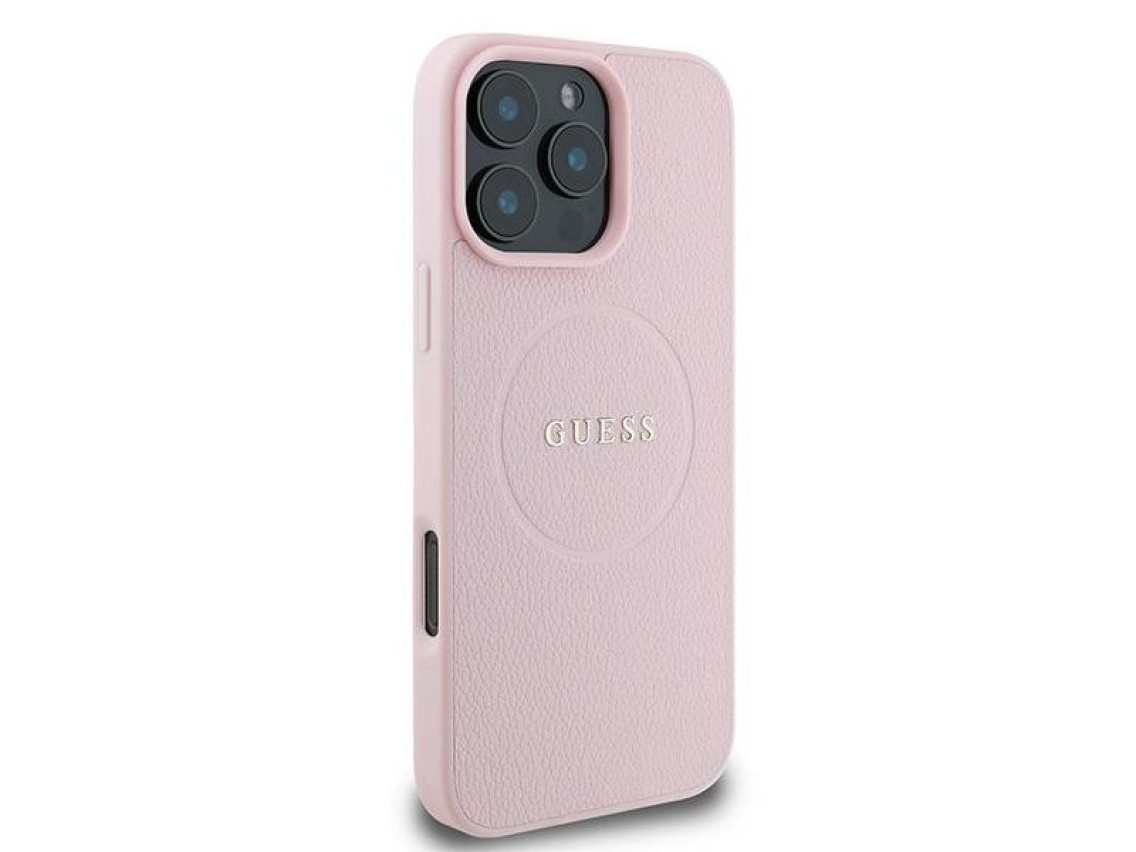 Guess Grained Ring MagSafe iPhone 16 Pro Case - Pink