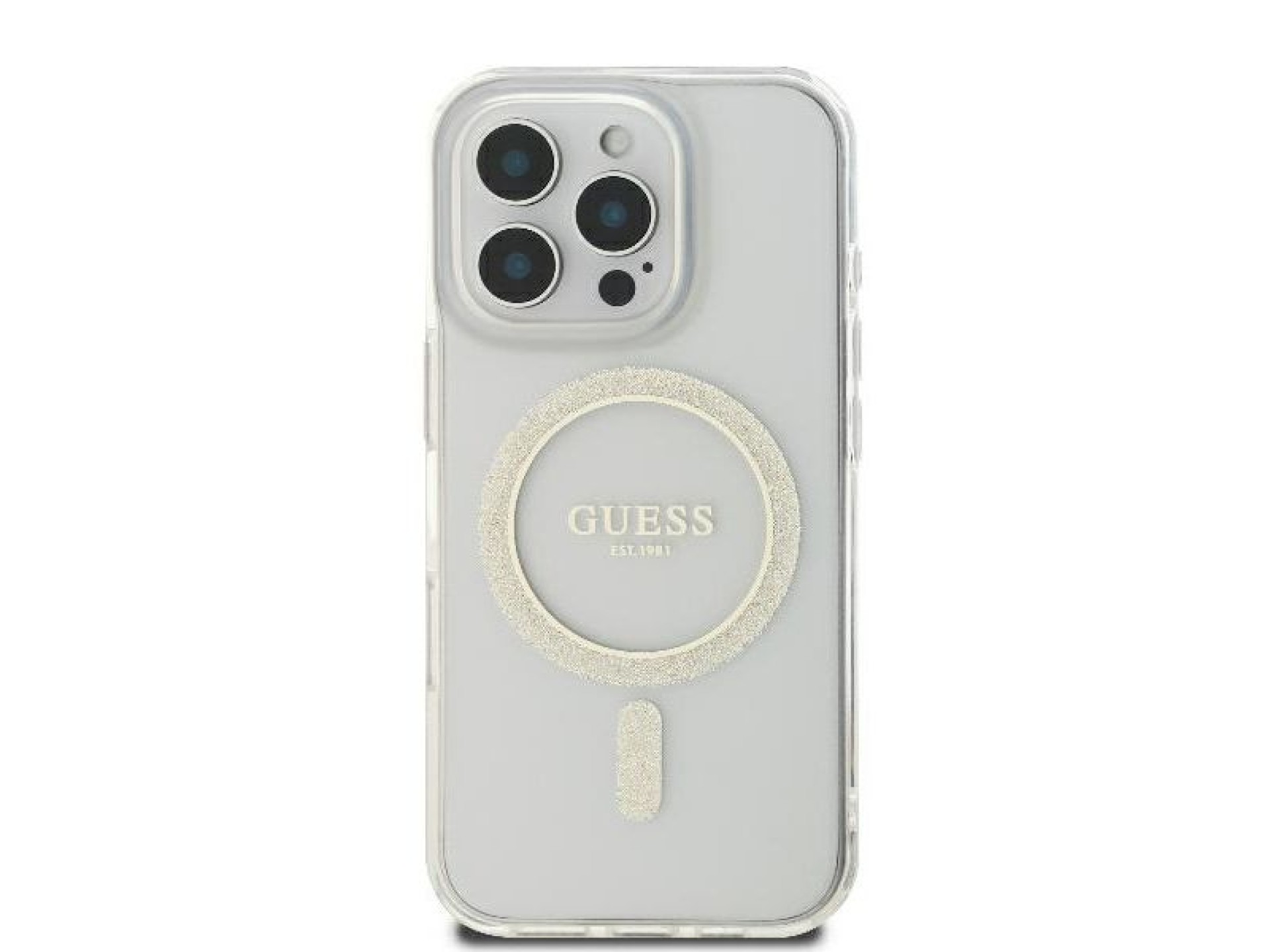 Funda rígida transparente Guess GUHMP16LHFGERET para iPhone 16 Pro de 6,3