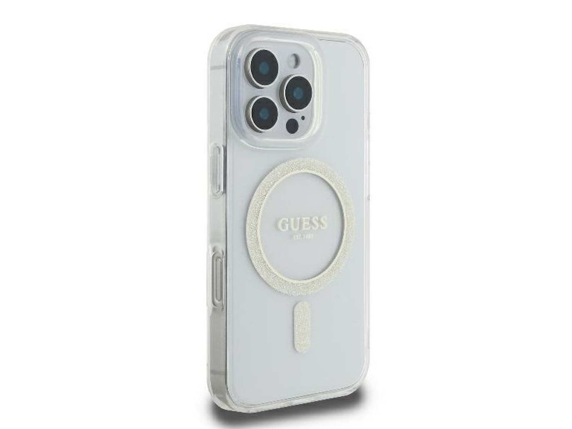 Funda rígida transparente Guess GUHMP16LHFGERET para iPhone 16 Pro de 6,3