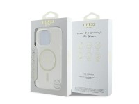 Funda rígida transparente Guess GUHMP16LHFGERET para iPhone 16 Pro de 6,3" con IML Glitter Circle y Funda rígida transparente Guess GUHMP16LHFGERET para iPhone 16 Pro de 6,3" con IML Glitter Circle y