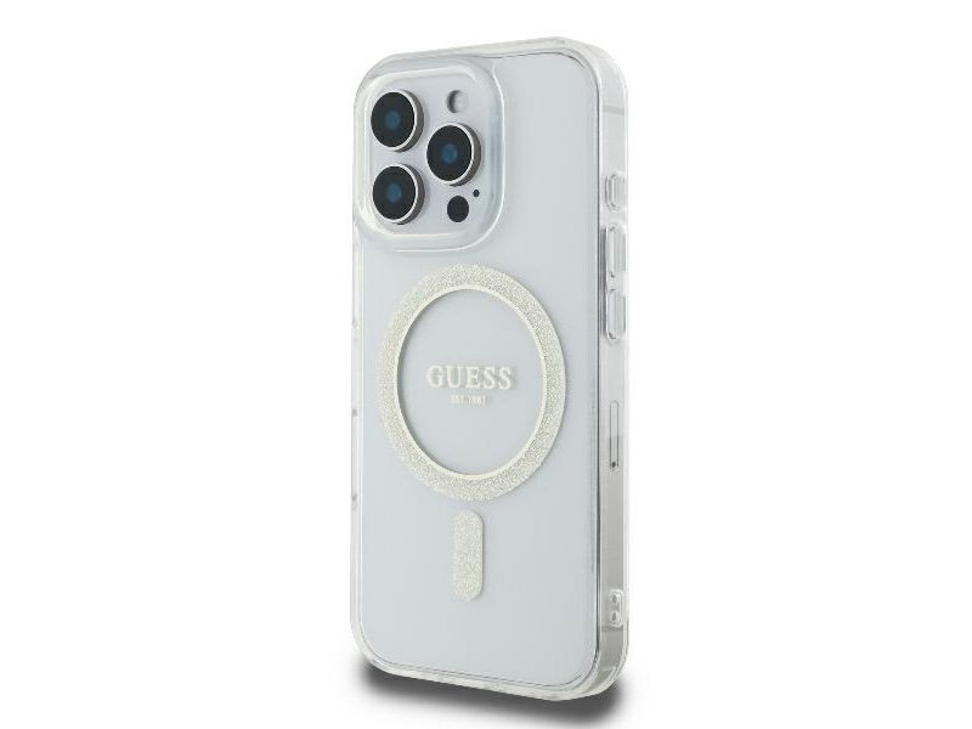 Funda rígida transparente Guess GUHMP16LHFGERET para iPhone 16 Pro de 6,3