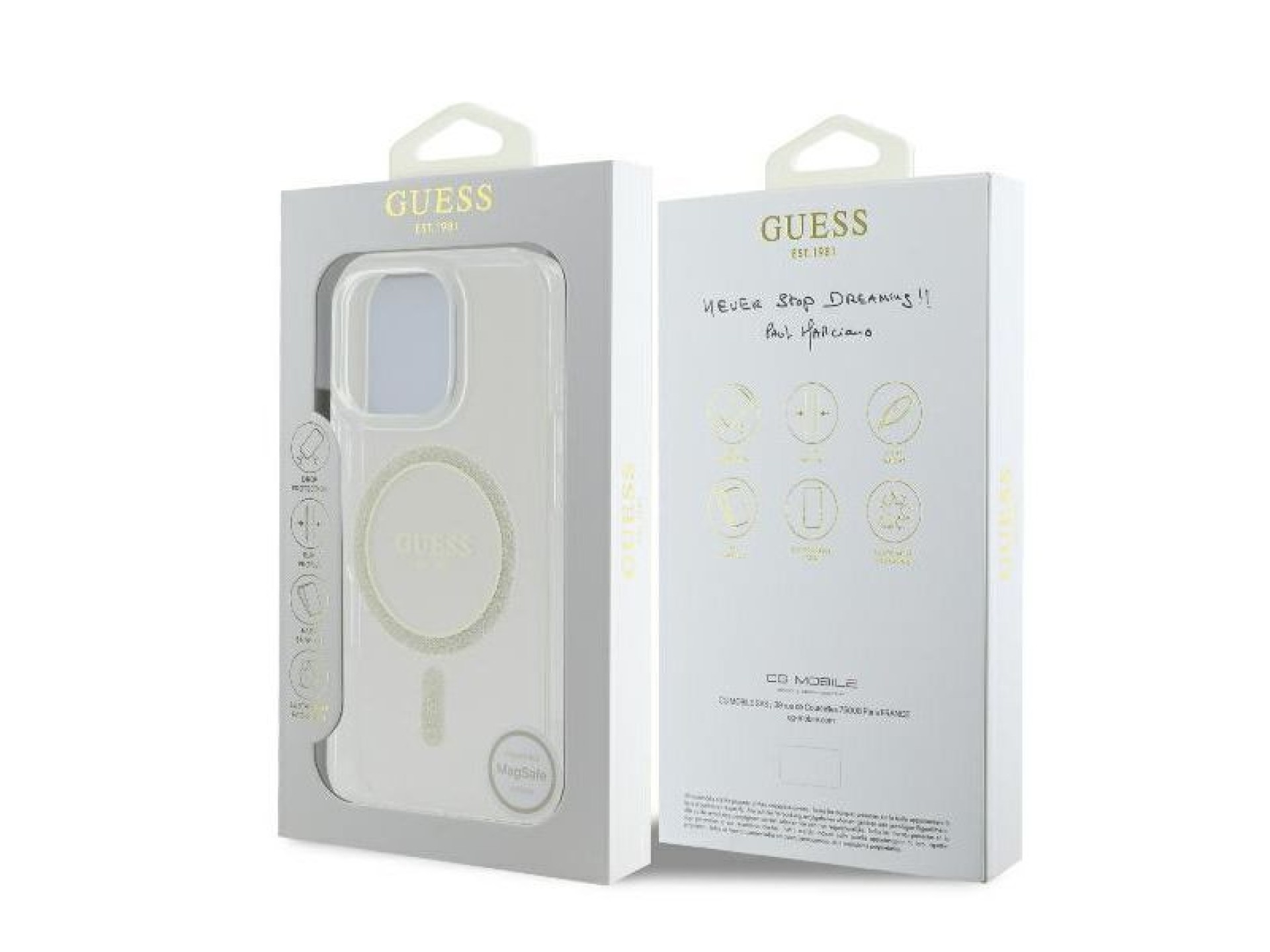 Funda rígida transparente Guess GUHMP16LHFGERET para iPhone 16 Pro de 6,3