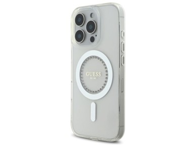 Guess IML Rhinestones MagSafe Case for iPhone 16 Pro - White Guess IML Rhinestones MagSafe Case for iPhone 16 Pro - White