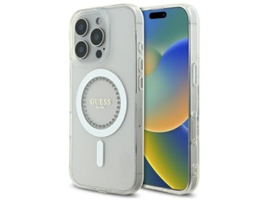 Guess IML Rhinestones MagSafe Case for iPhone 16 Pro - White Guess IML Rhinestones MagSafe Case for iPhone 16 Pro - White