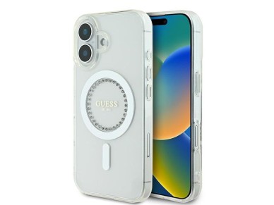 Guess IML Rhinestones MagSafe Case for iPhone 16 Plus - White Guess IML Rhinestones MagSafe Case for iPhone 16 Plus - White