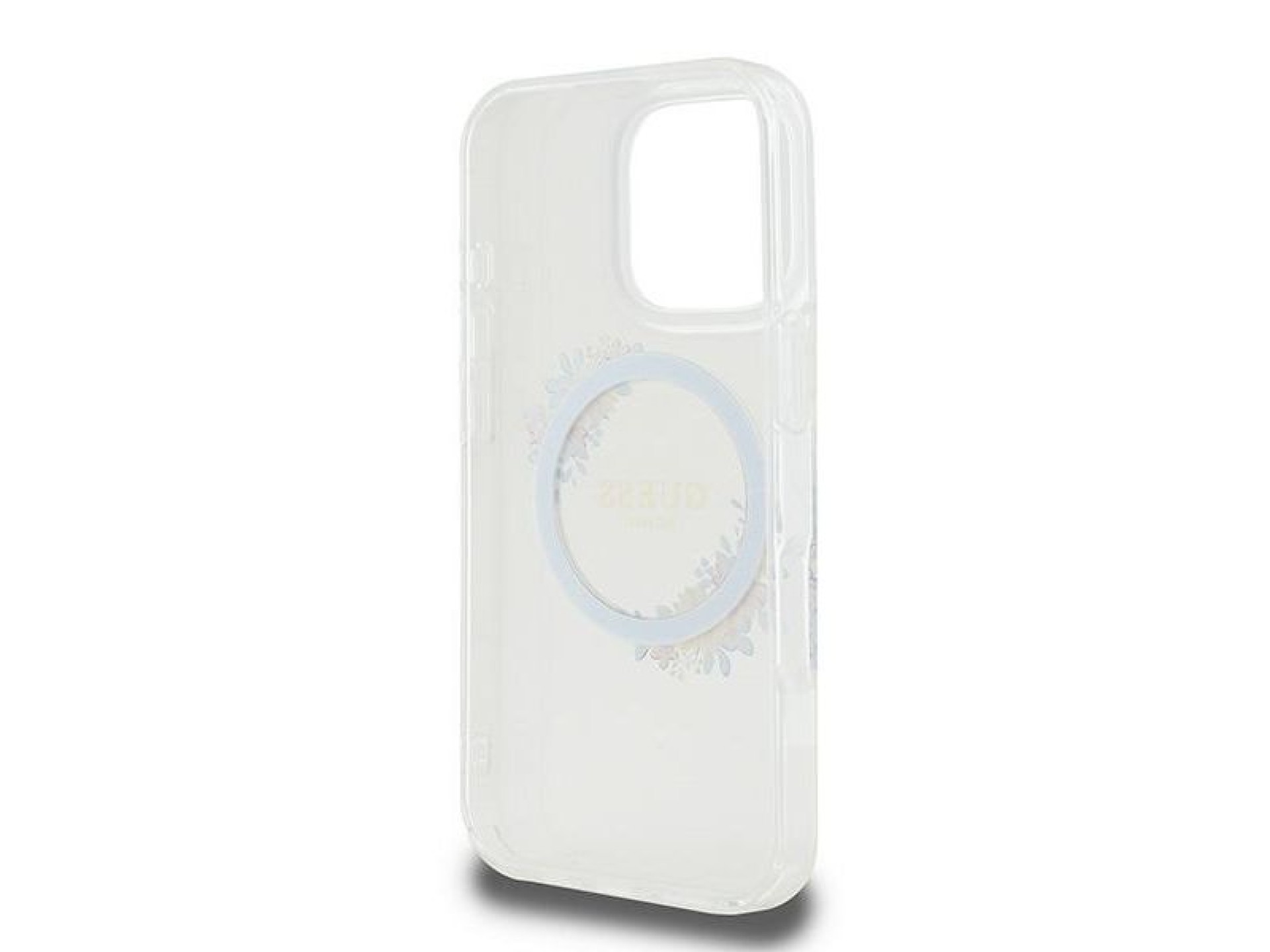 Guess IML Flowers Wreath MagSafe Case for iPhone 16 Pro - Clear