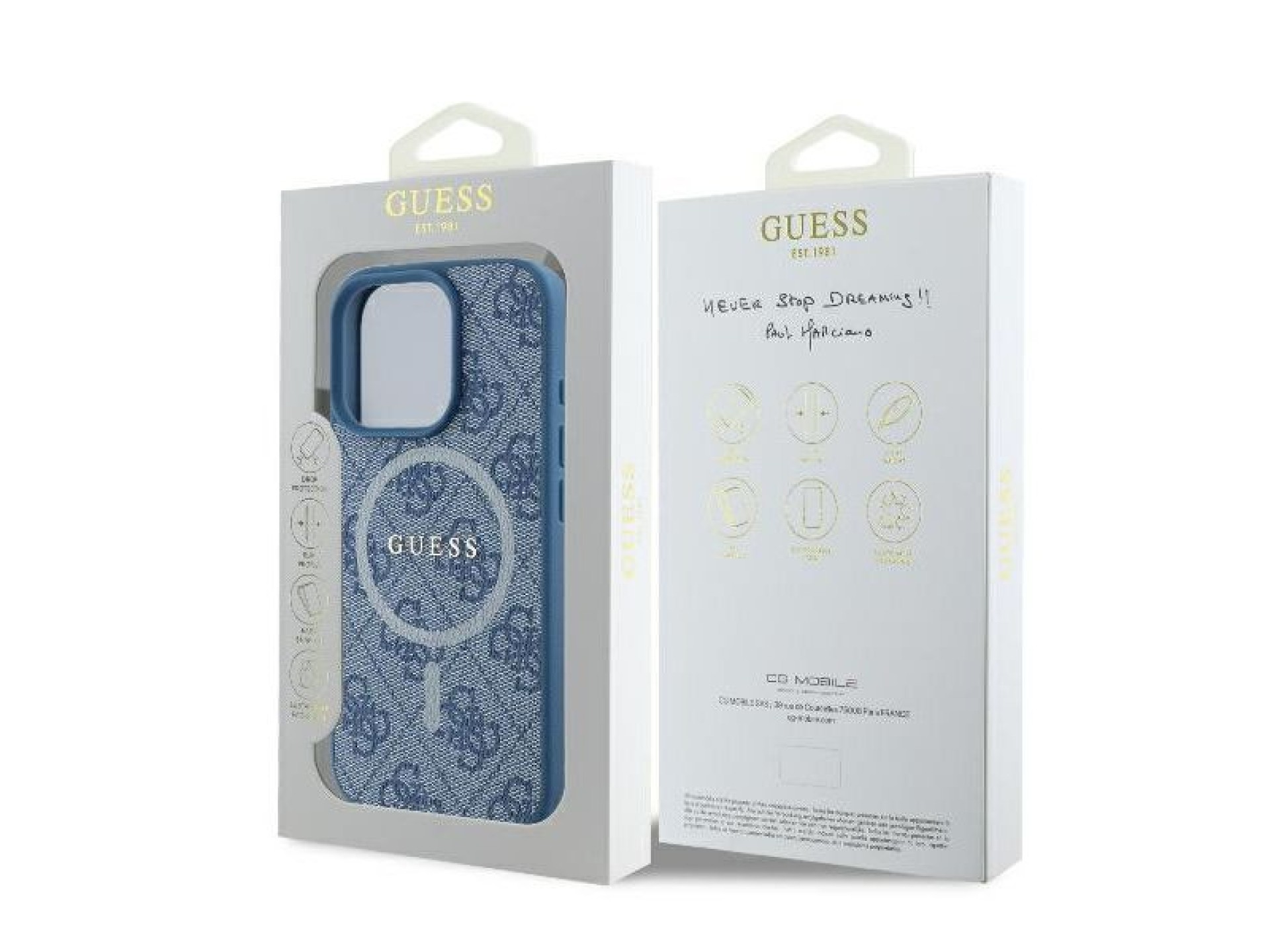 Capa Guess 4G Ring Classic Logo MagSafe para iPhone 16 Pro - Azul