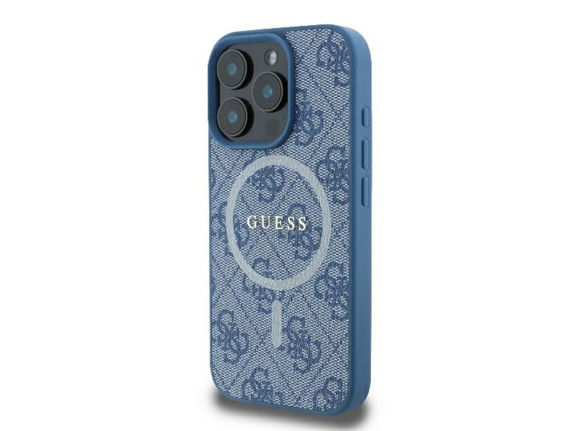 Capa Guess 4G Ring Classic Logo MagSafe para iPhone 16 Pro - Azul