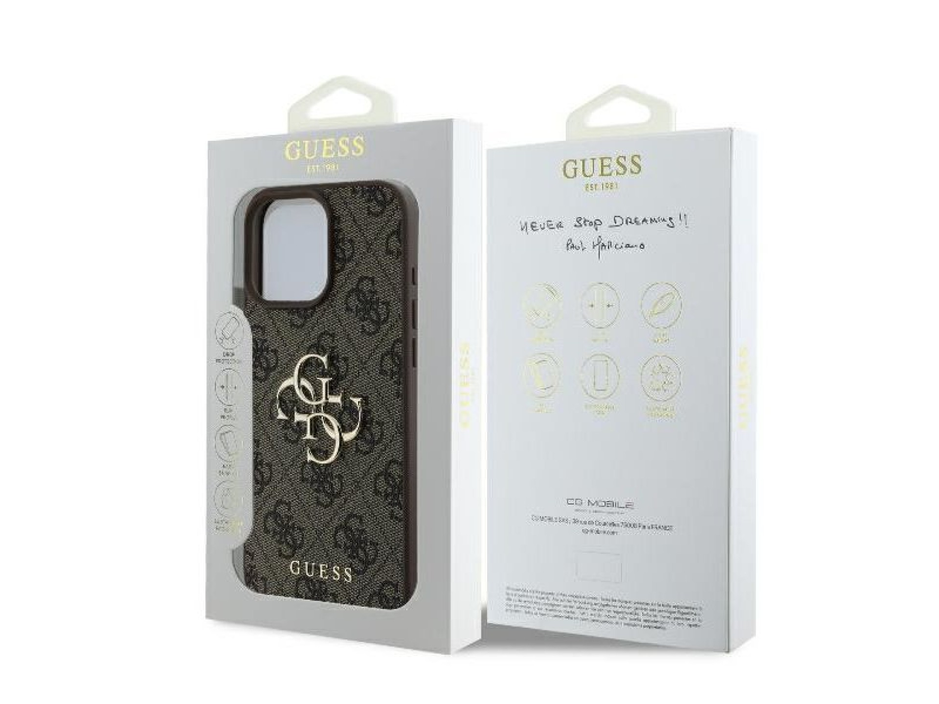 Capa Guess 4G com logo grande para iPhone 16 Pro Max - Marrom