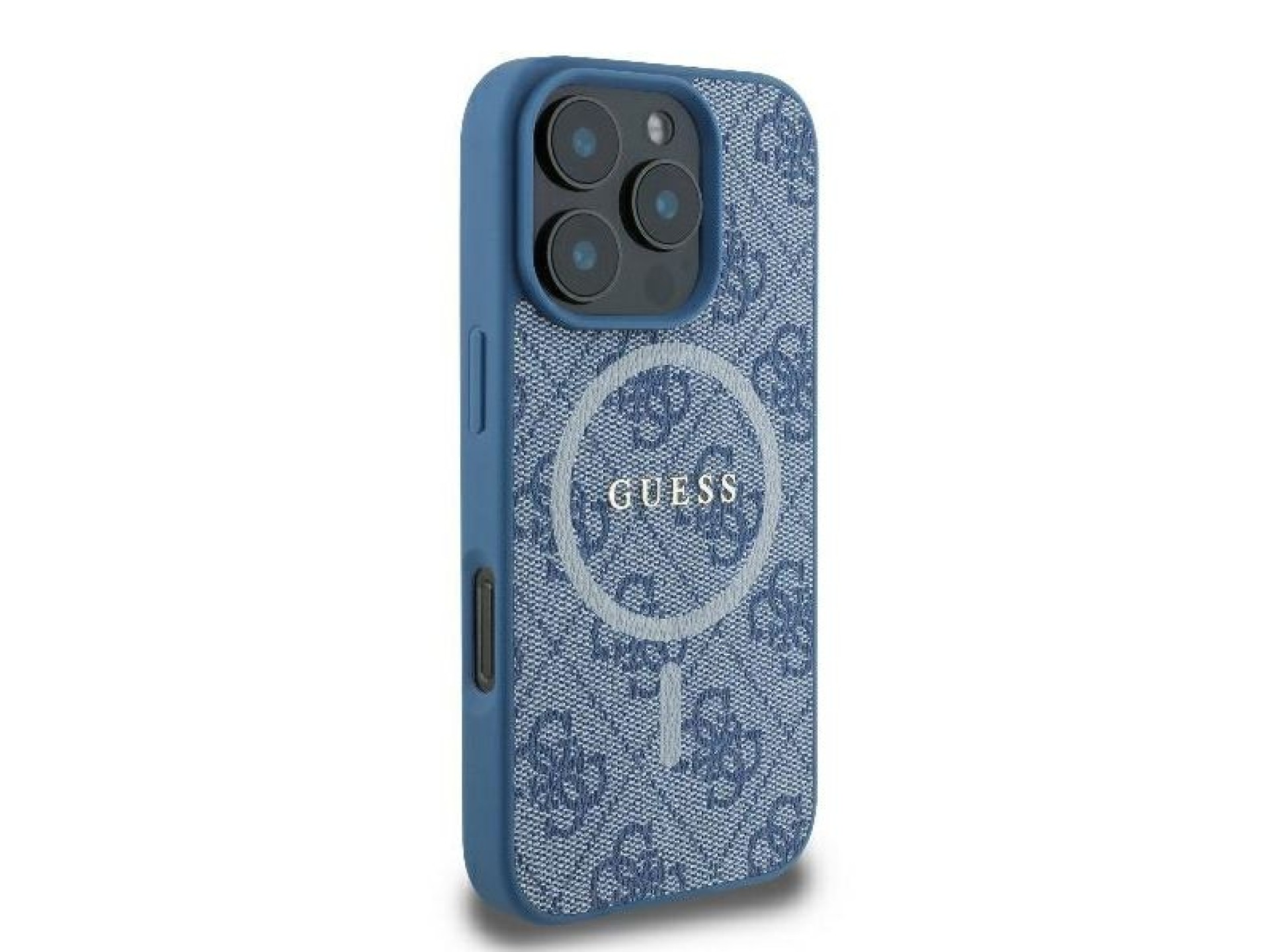 Capa Guess 4G Ring Classic Logo MagSafe para iPhone 16 Pro - Azul