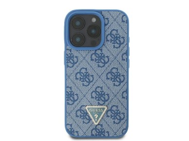 Capa transversal Guess em couro com logo metálico e strass para iPhone 16 Pro Max - Azul Capa transversal Guess em couro com logo metálico e strass para iPhone 16 Pro Max - Azul