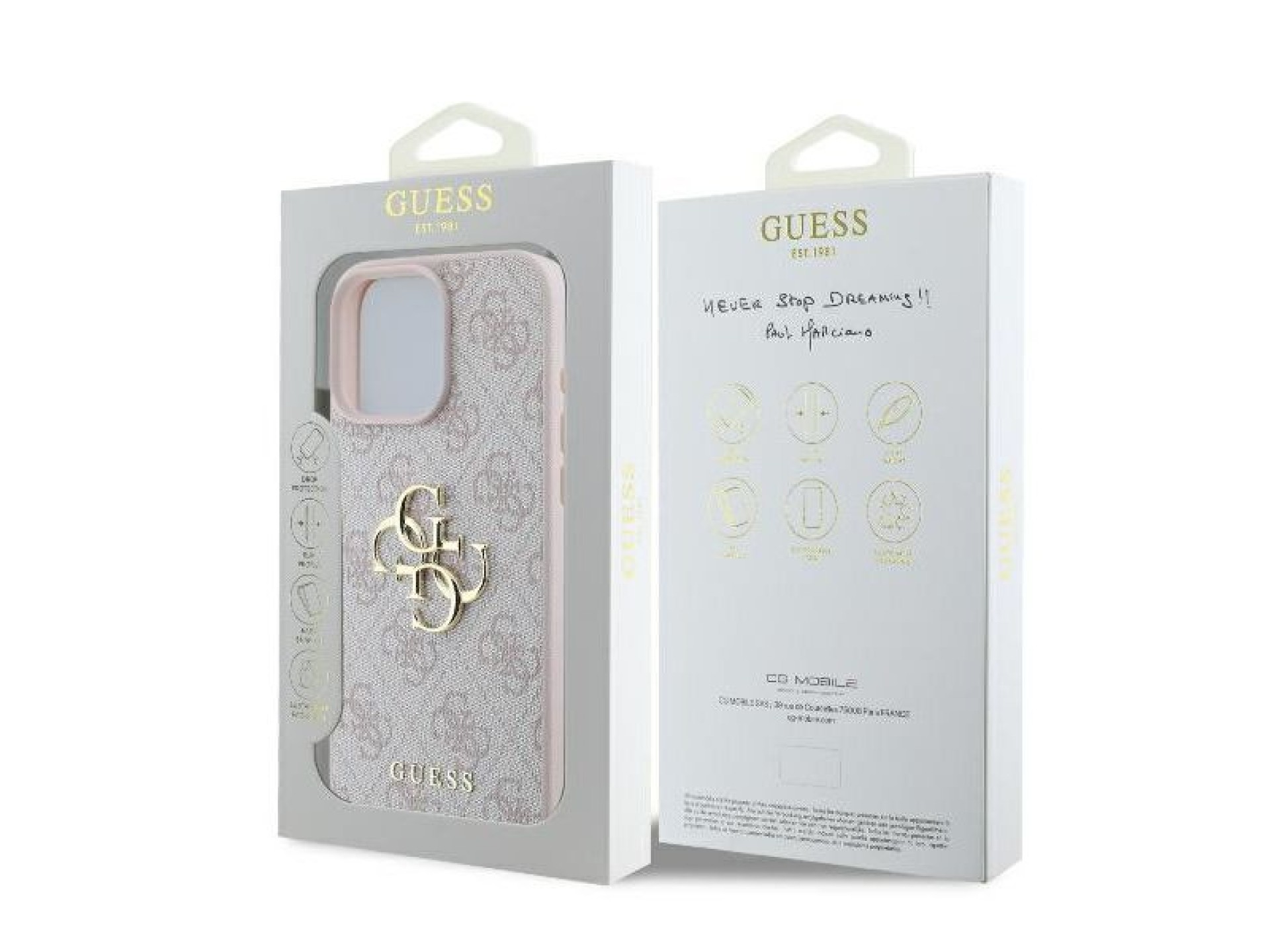 Capa Guess 4G com logo grande para iPhone 16 Pro - Rosa