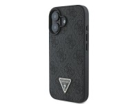 Funda bandolera de cuero Guess con logo met�lico y strass para iPhone 16 - Negra